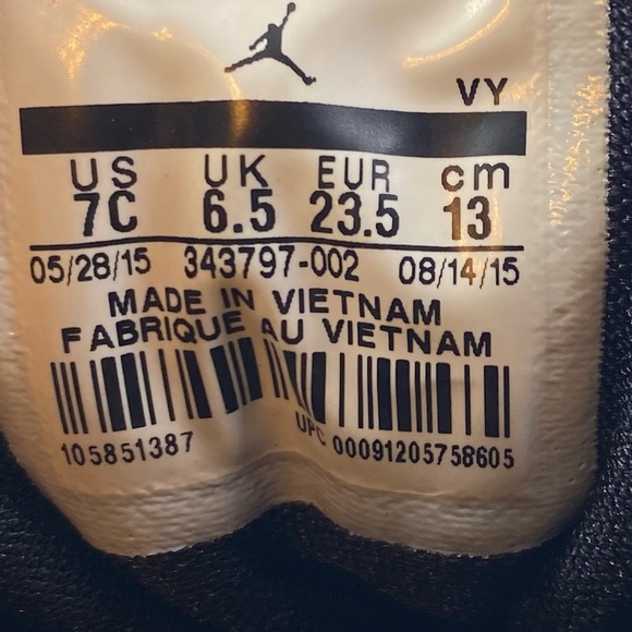 Nike 343797-002 Jordan Vii Black Red Baby Toddler Basketball Shoes Size 7c - Picture 6 of 6